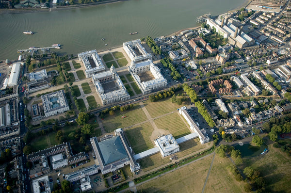Aerial view of National Maritime Museum and Queen's House, Greenwich ...
