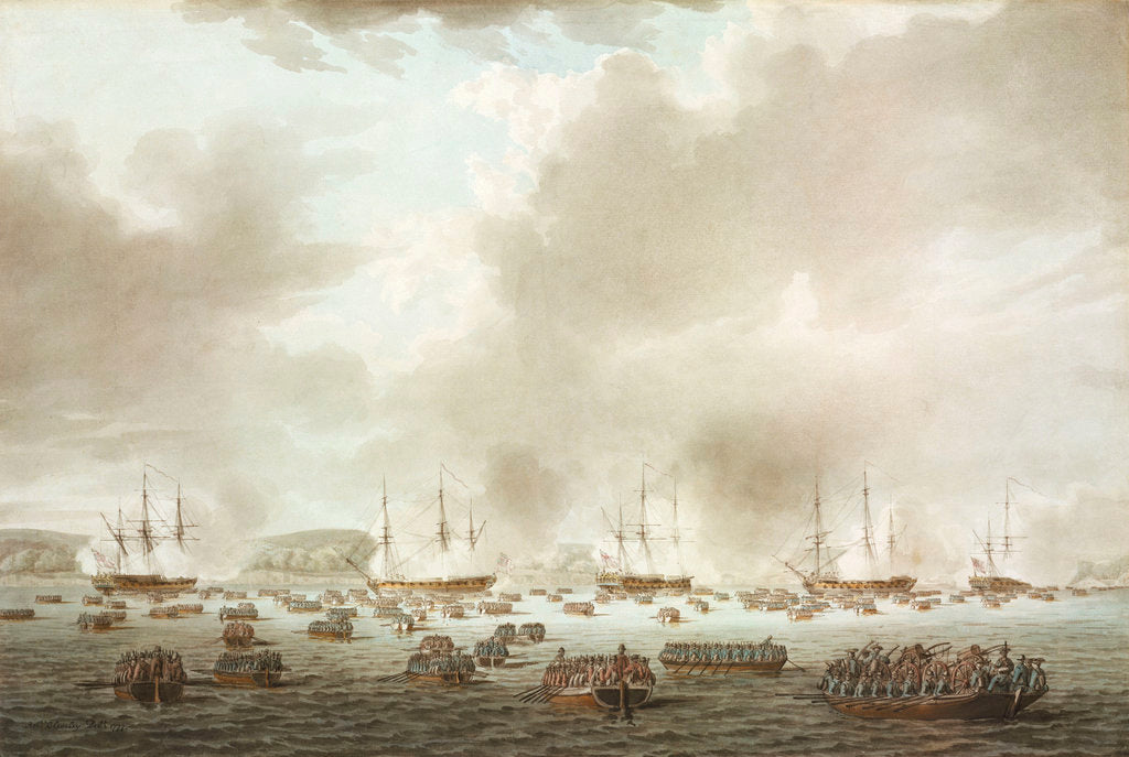 Detail of The British landing at Kip's Bay, New York Island, 15 September 1776 by Robert Cleveley