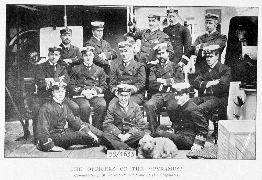 Detail of Officers of 3rd class protected cruiser HMS 'Pyramus' (1897) by unknown