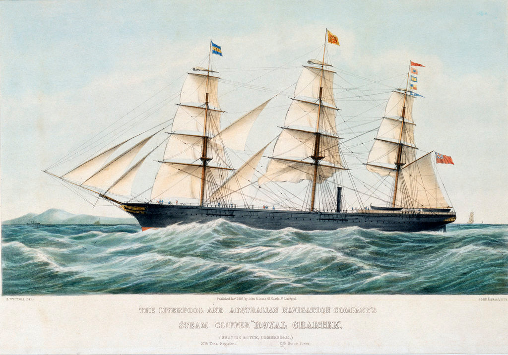 Detail of The Liverpool and Australian Navigation Company's steam clipper 'Royal Charter' by Samuel Walters