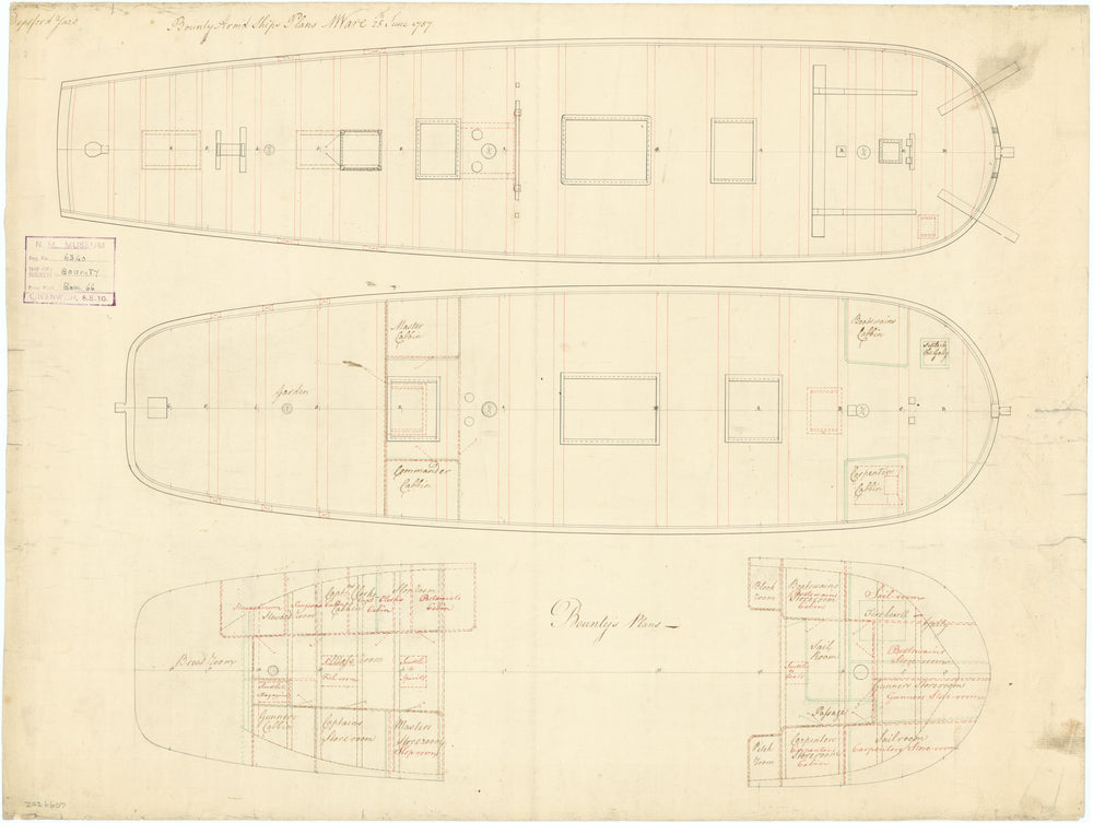 Deck plan for 'Bounty' (1787)