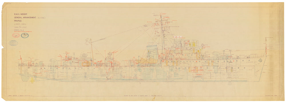 HMS 'Mendip', inboard profile plan as fitted