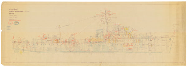 HMS 'Mendip', inboard profile plan as fitted