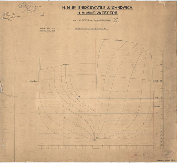 Body plan of HMS 'Bridgewater' (1928) and HMS 'Sandwich' (1928)