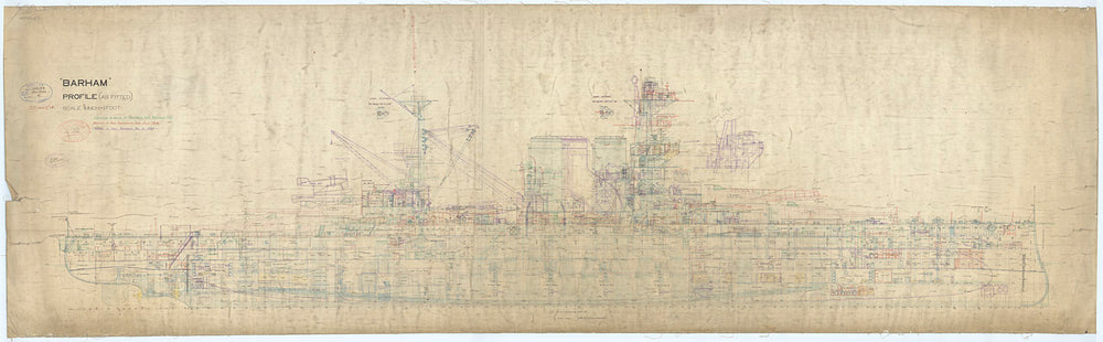 Inboard profile plan for 'Barham' (1914)
