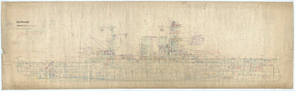 Inboard profile plan for 'Barham' (1914)