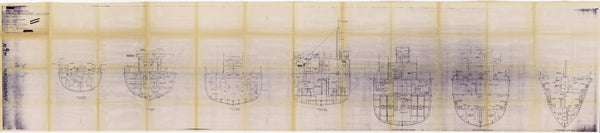 Sections plan of HMS 'Bronington' (1953) in 1965. Scale - 1:24