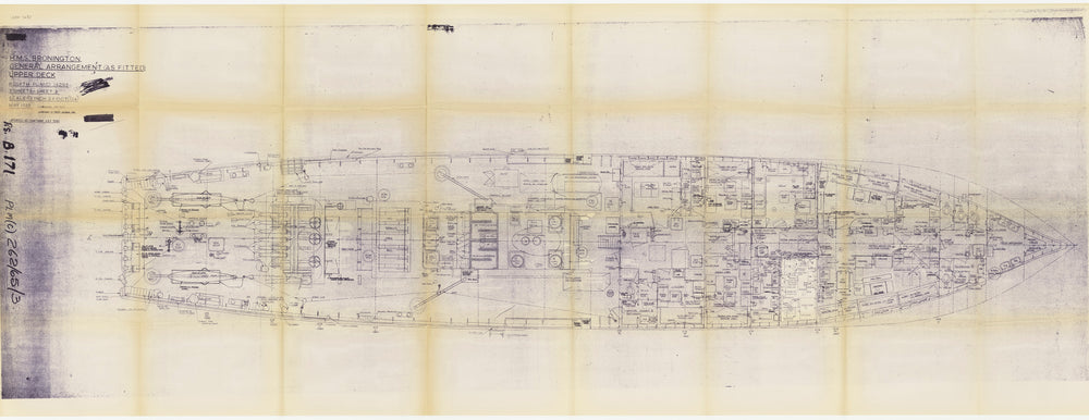 Upper Deck plan of HMS 'Bronington' (1953) in 1965. Scale - 1:24