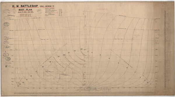 Body plan for HMS 'King George V' (1939)