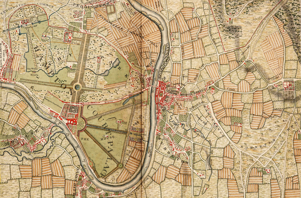 Detail of Map of Hampton Court, Kingston and Norbiton by John Rocque