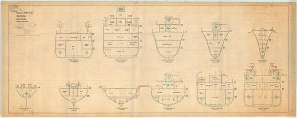 Sections plan for HMS 'Amethyst' (1950)