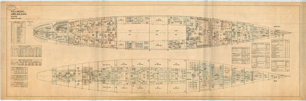 Lower deck & hold plan for HMS 'Amethyst' (1950)