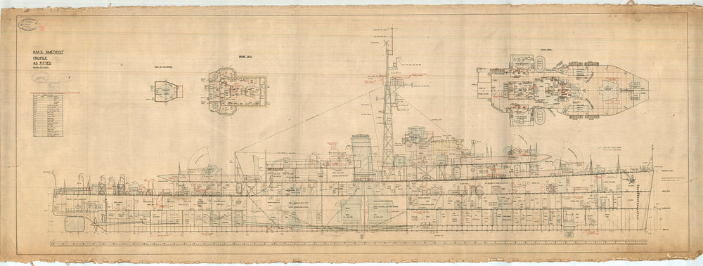 Profile plan for HMS 'Amethyst' (1950)