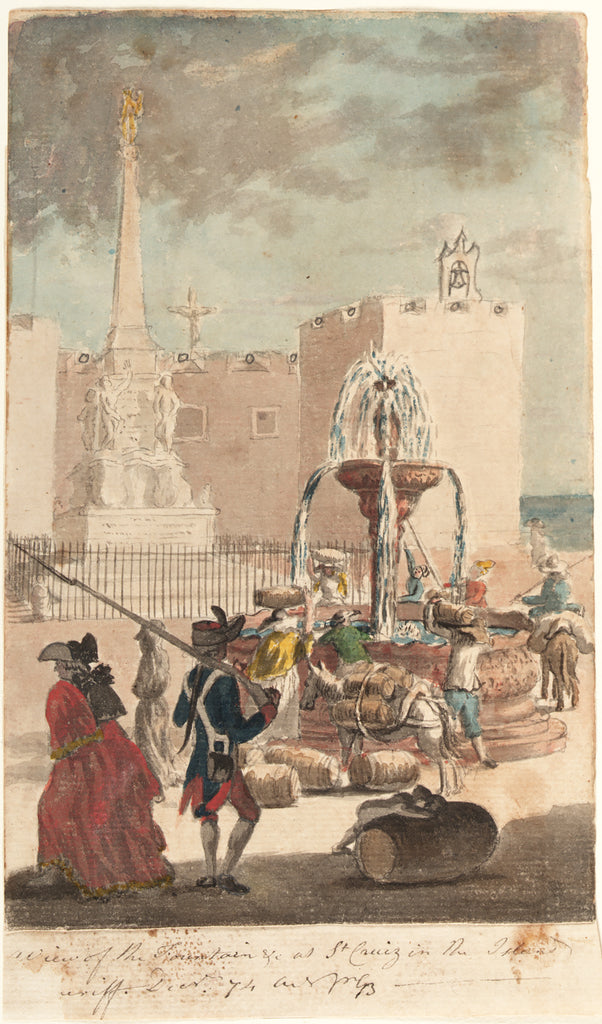 Detail of View of the fountain at St Cruiz on Tenerife by Gabriel Bray