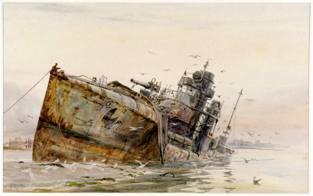 Detail of 'V82 German Destroyer in Fountain Lake' by William Lionel Wyllie by William Lionel Wyllie