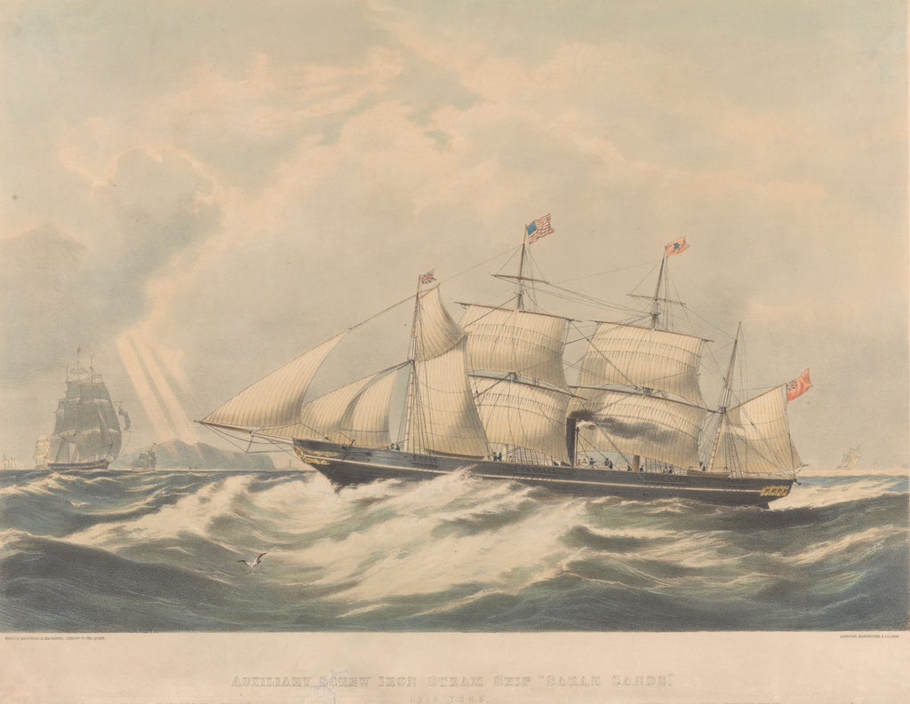 Detail of Auxiliary screw iron steam ship 'Sarah Sands' (1845) by Maclure (engraver); Macdonald (engraver); Macgregor (engraver)