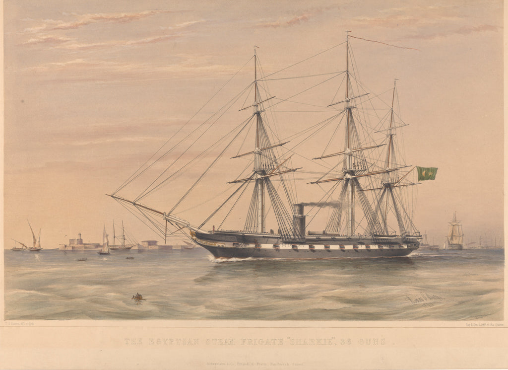Detail of The Egyptian Steam frigate Sharkie 36 guns by Rudolph Ackermann; William Foster; Thomas Goldsworthy Dutton
