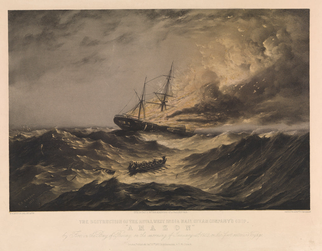 Detail of The Destruction of the Royal West India Steam Company's Ship Amazon by Fire, in the Bay of Biscay, on the morning of January 4th 1852, on her first outward Voyage by Thomas Goldsworth Dutton