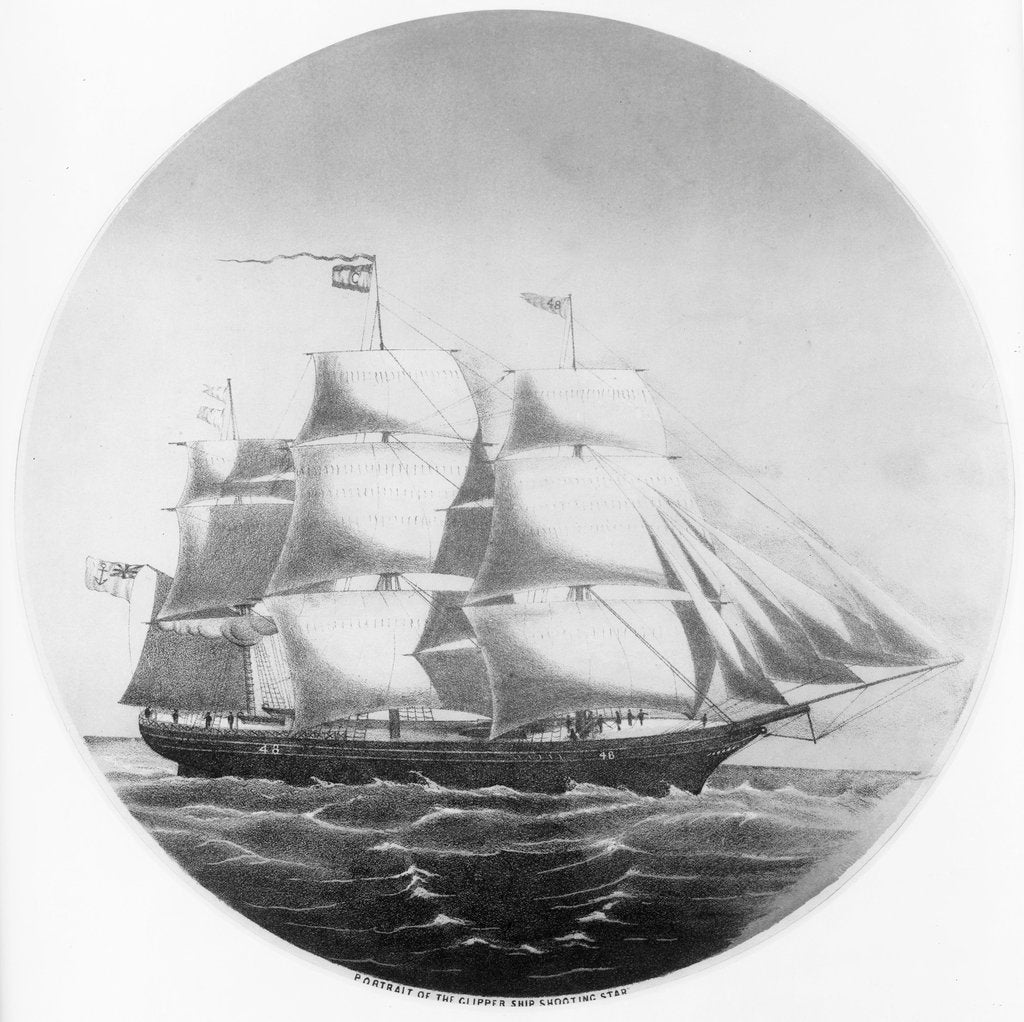 Detail of Portrait of the clipper ship 'Shooting Star' by unknown