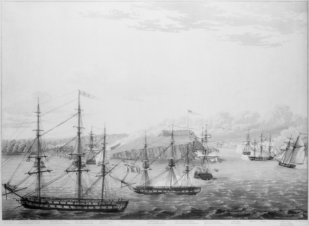 Detail of Attack on Fort Oswego, Lake Ontario, 6 May 1814 by Robert Havell