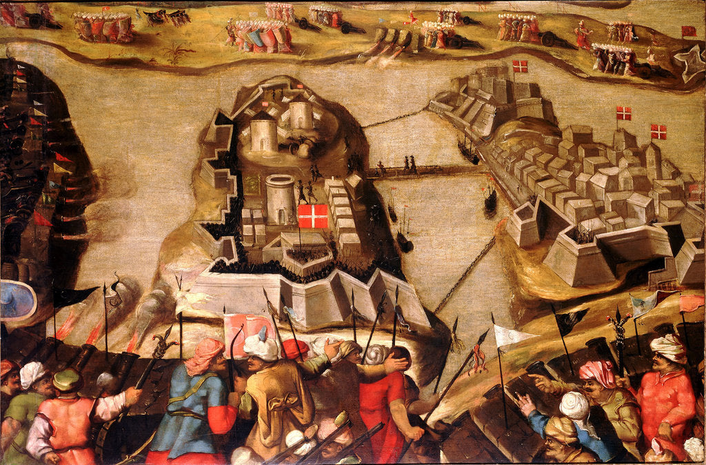 Detail of The Siege of Malta: Siege and bombardment of St Michael, 28 June 1565 by Matteo Perez d'Aleccio
