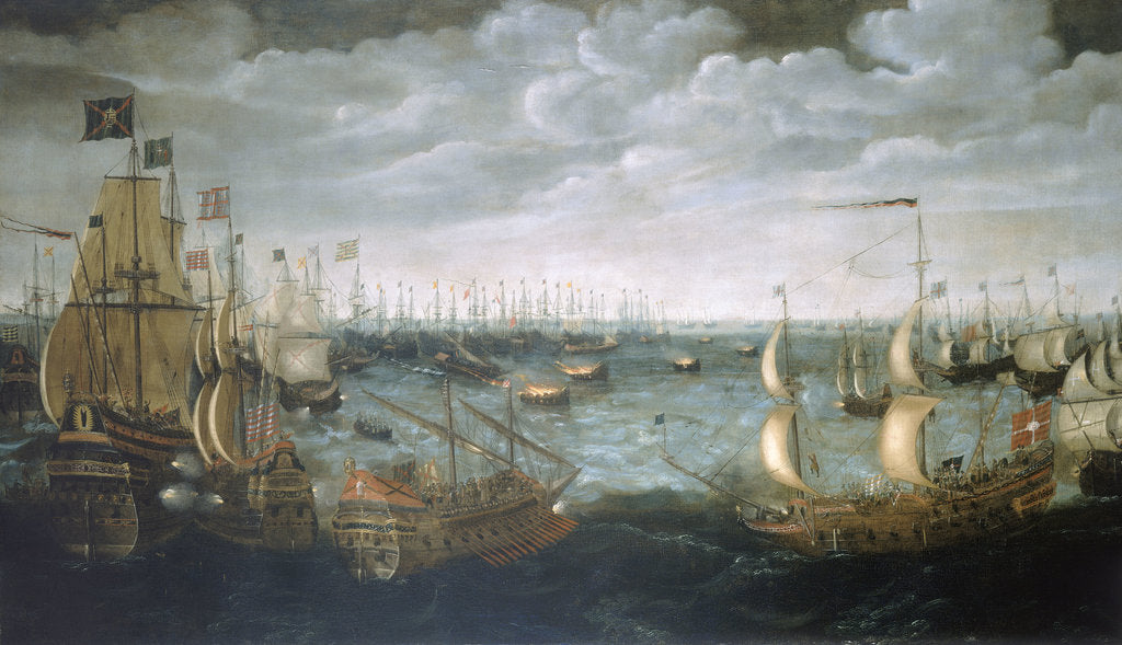 Detail of Launch of fireships against the Spanish Armada, 7 August 1588 by Aert Anthonisz