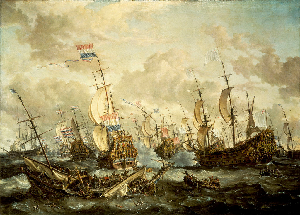 Detail of HMS 'Royal Prince' and other vessels at the Four Days Battle, 1-4 June 1666 by Abraham Storck
