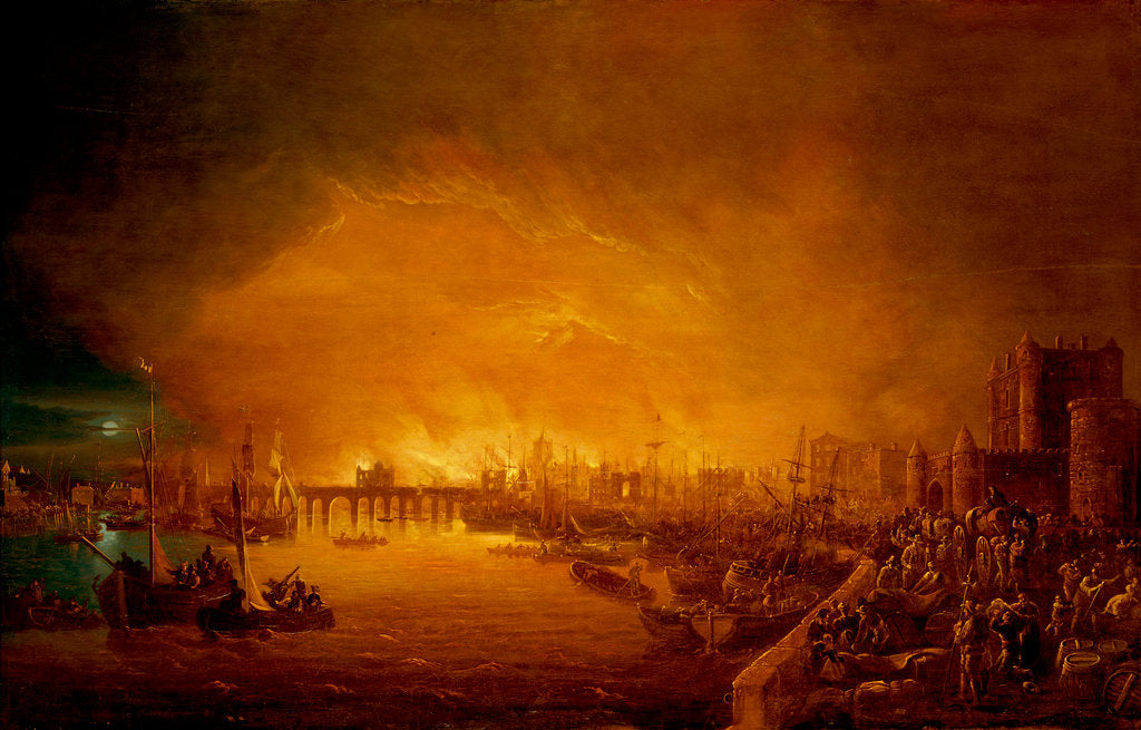 Detail of The Fire of London, September 1666 by British School