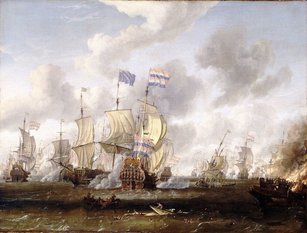 Detail of The 'Golden Leeuw' engaging 'The Royal Prince' at the Battle of the Texel, 11 August 1673' by Abraham Storck