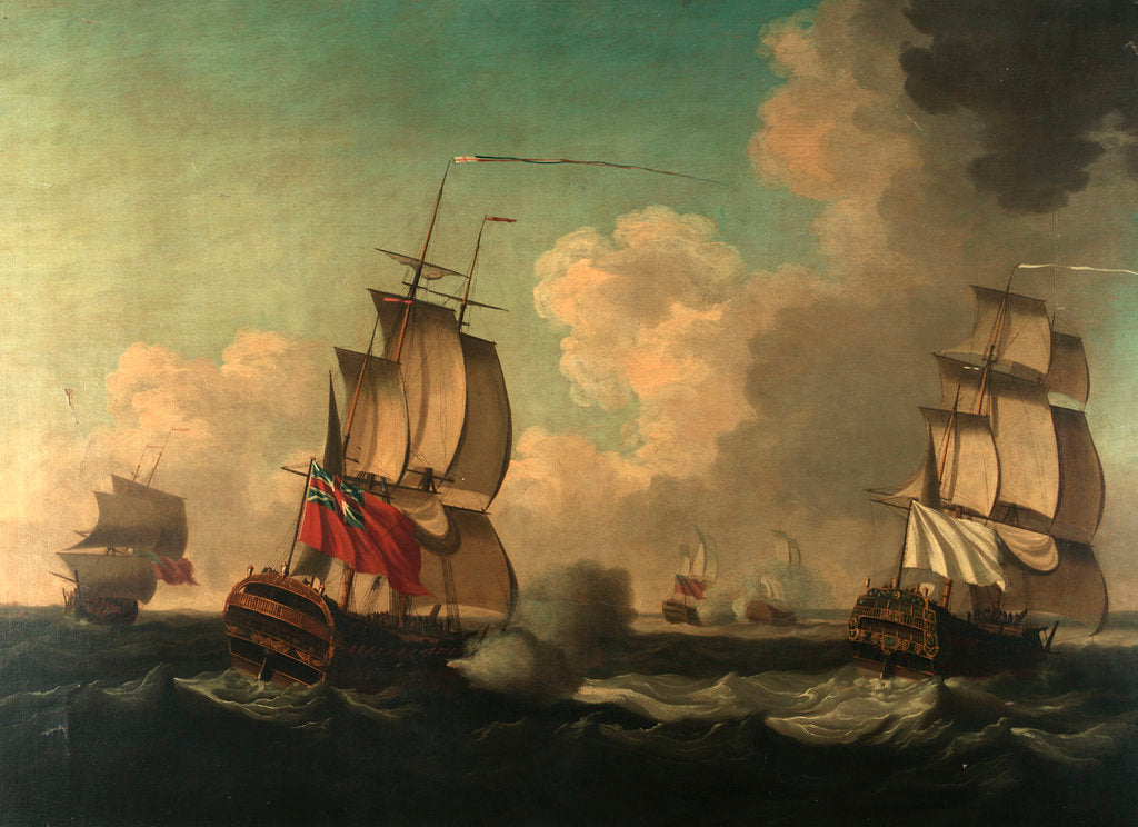 Detail of The capture of the 'Alcide' and 'Lys', 8 June 1755 by British School