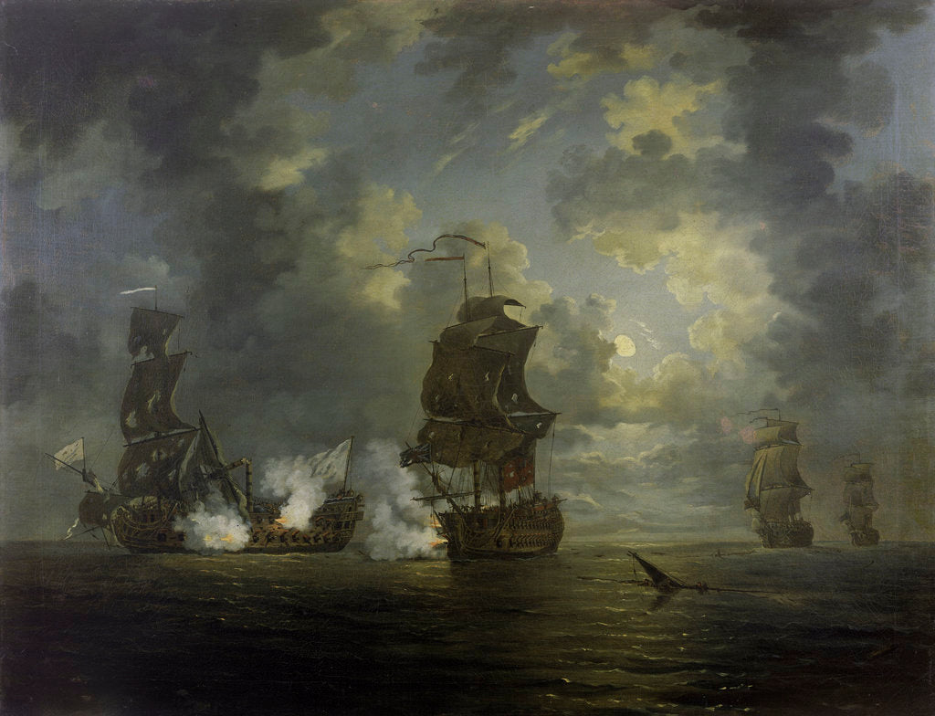 Detail of The capture of the Foudroyant by HMS Monmouth, 28 February 1758 by Francis Swaine