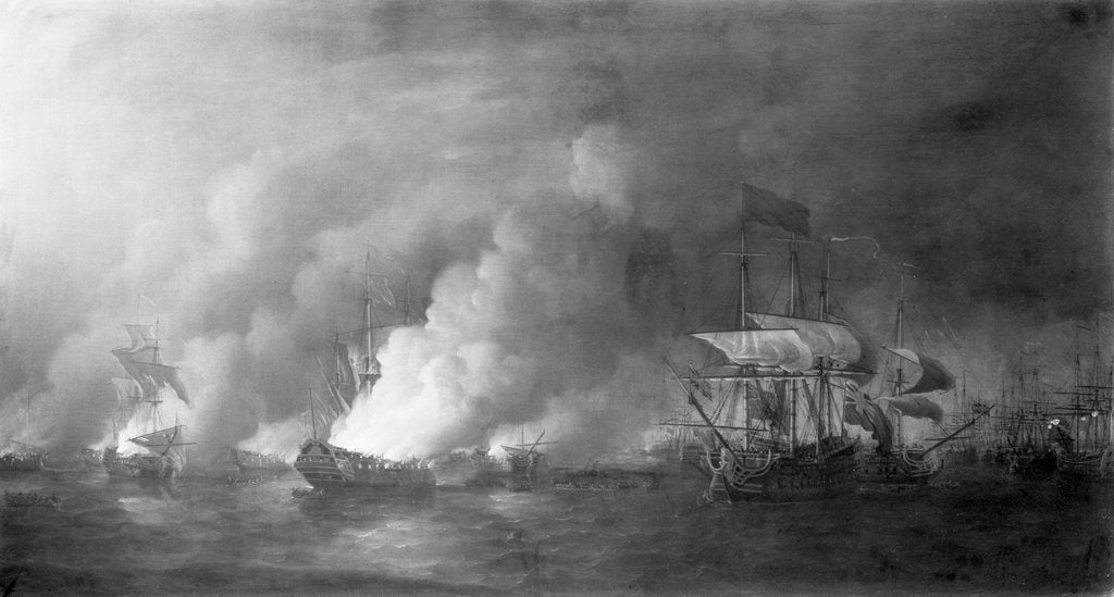 Detail of French fireships attacking the English fleet off Quebec, 28 June 1759 by Samuel Scott