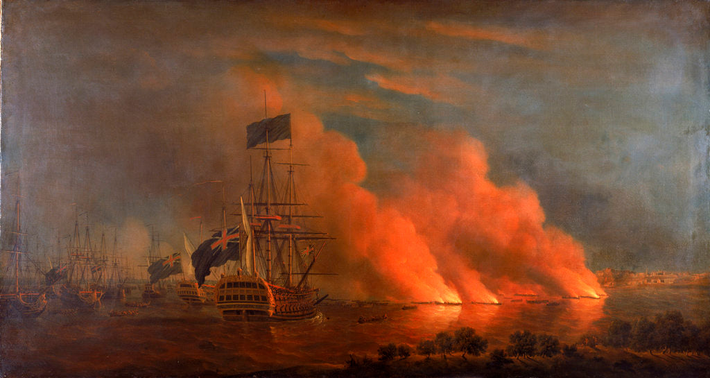 Detail of The burning of the Turkish fleet in Chesme Bay, 7 July 1770 by Richard Paton