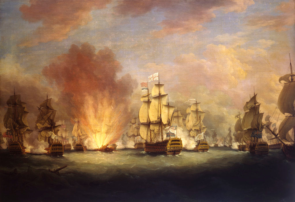 Detail of The Moonlight Battle: the Battle off Cape St Vincent, 16 January 1780 by Richard Paton