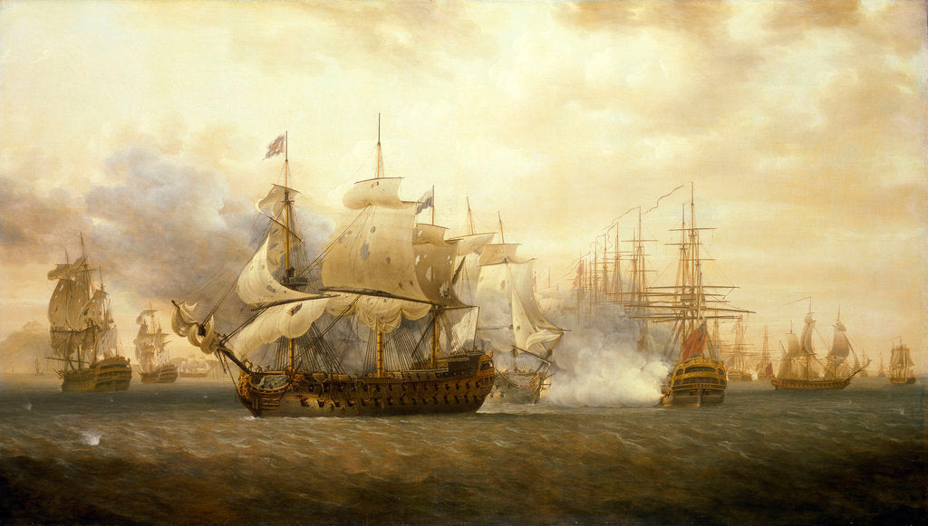 Detail of The Battle of Frigate Bay, 26 January 1782 by Nicholas Pocock
