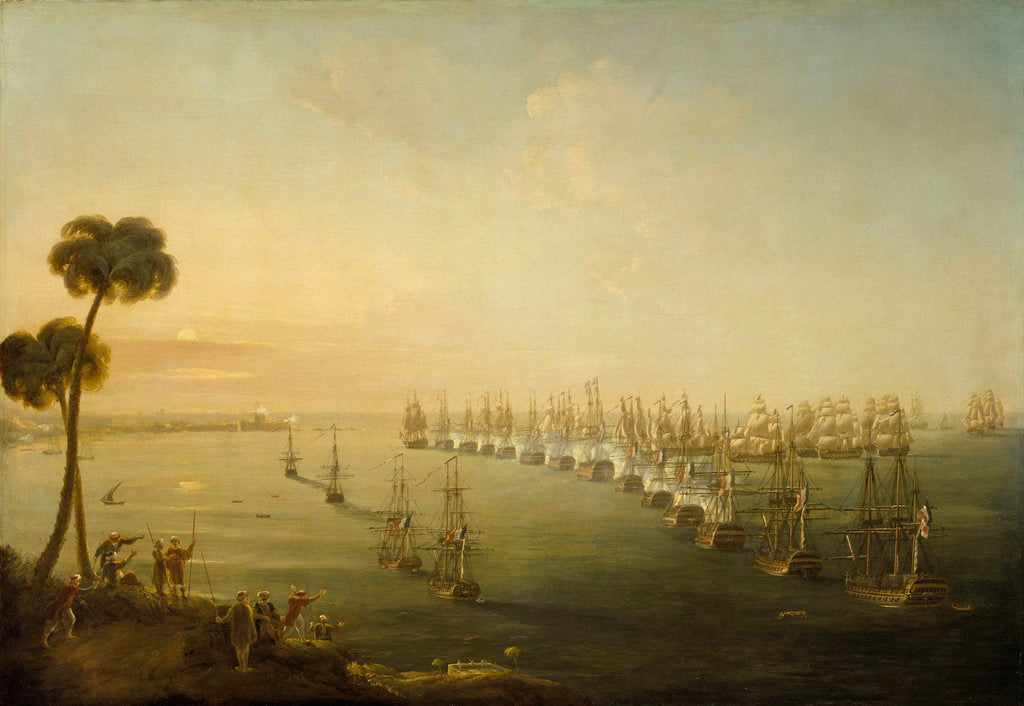 Detail of The Battle of the Nile, 1 August 1798 by Nicholas Pocock