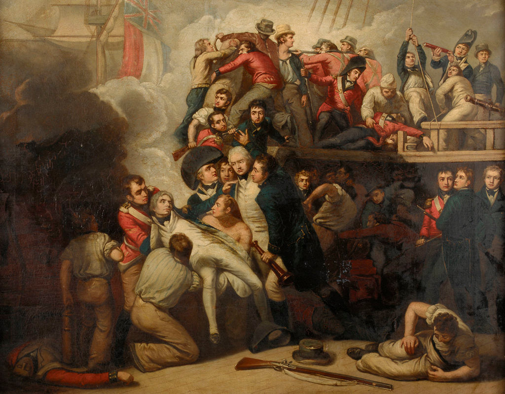 Detail of The death of Nelson at the Battle of Trafalgar, 21 October 1805 by Samuel Drummond