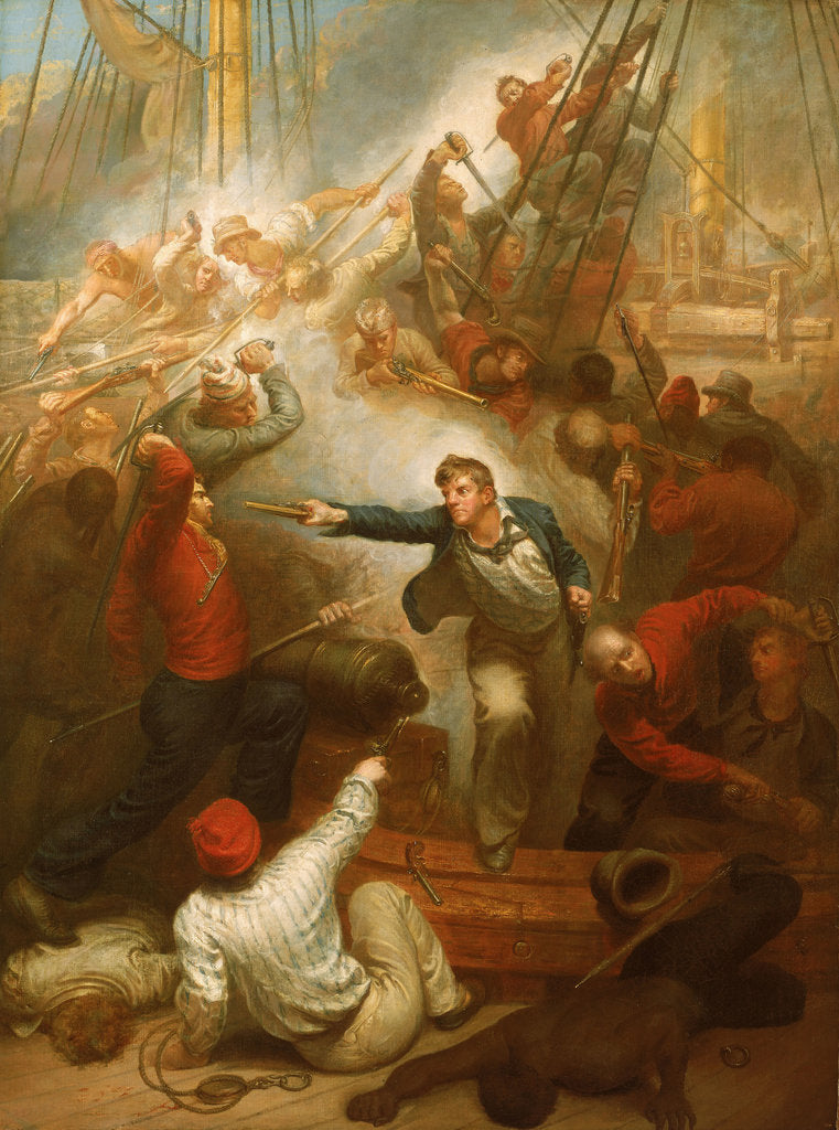 Detail of Captain William Rogers capturing the 'Jeune Richard', 1October 1807 by Samuel Drummond