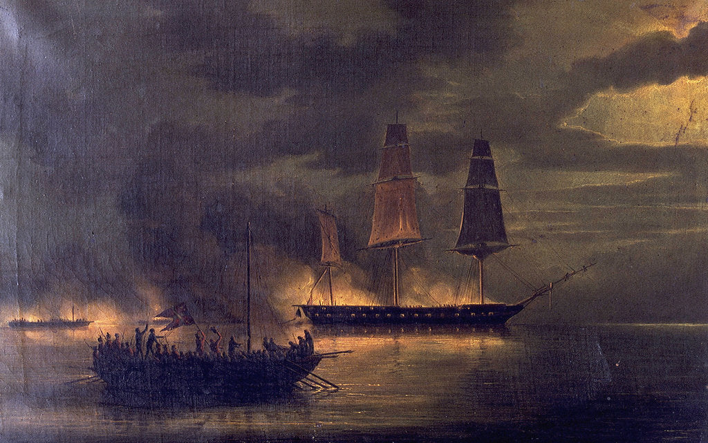 Detail of HMS 'Melpomene' engaged with 20 Danish gunboats, 23 May 1809 by British School