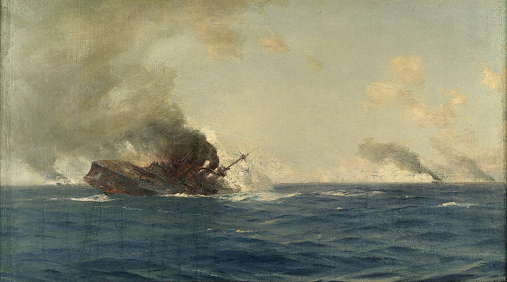 Detail of Sinking of the 'Scharnhorst' at the Battle of the Falkland Islands, 8 December 1914 by Thomas Jacques Somerscales
