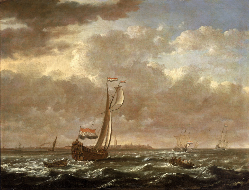 Detail of A Dutch admiralty yacht off Flushing by Cornelis Claesz van Wieringen