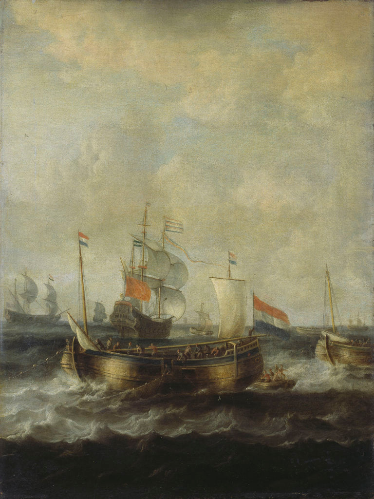 Detail of Dutch Indiamen passing herring busses by Bonaventura Peeters the Elder
