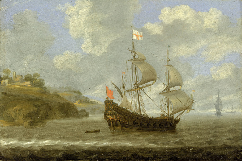 Detail of An English ship leaving the coast by Tobias Flessiers