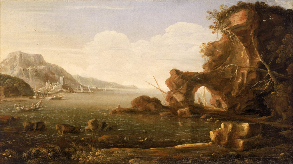 Detail of Mediterranean coast scene by Gaspar van Eyck