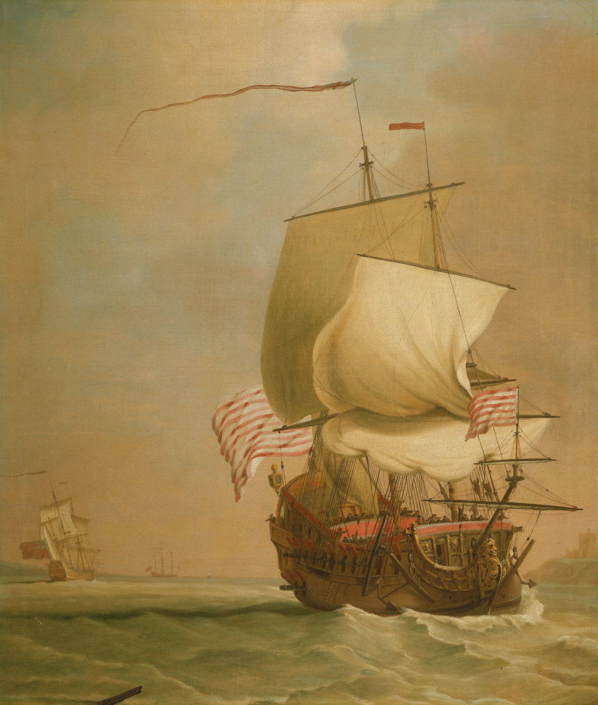 Detail of An English East Indiaman, bow view by Peter Monamy