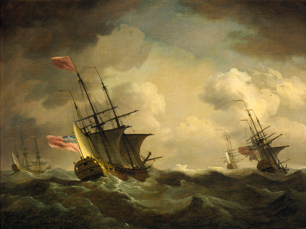 Detail of An English squadron going to windward by Charles Brooking