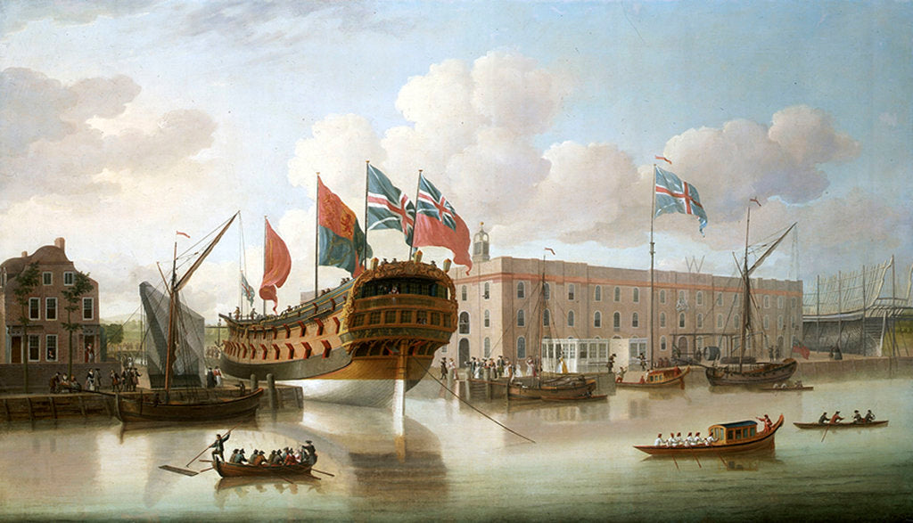 Detail of 'St Albans' floated out at Deptford, 1747 by John Cleveley