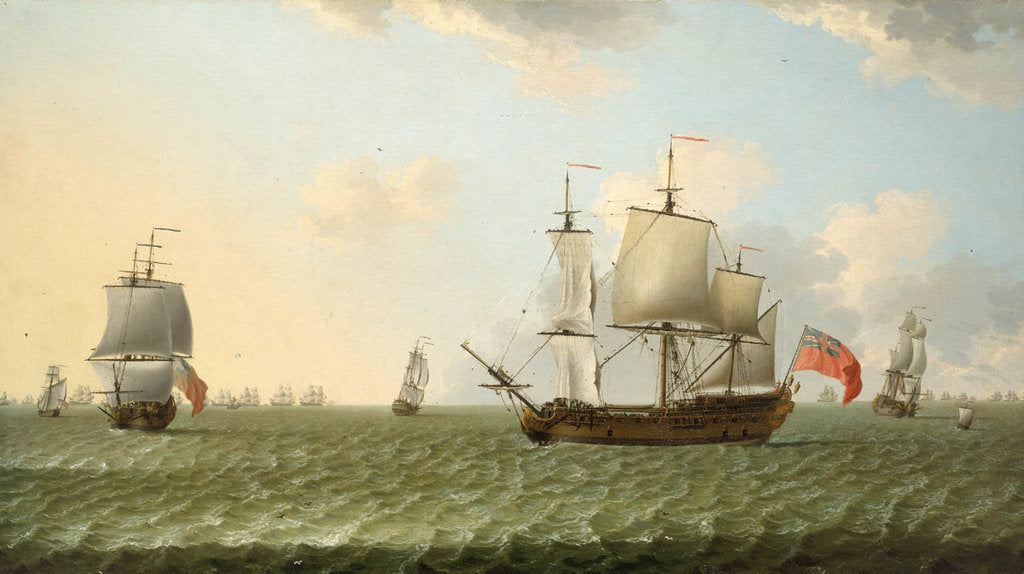Detail of A fleet of East Indiamen by Francis Swaine