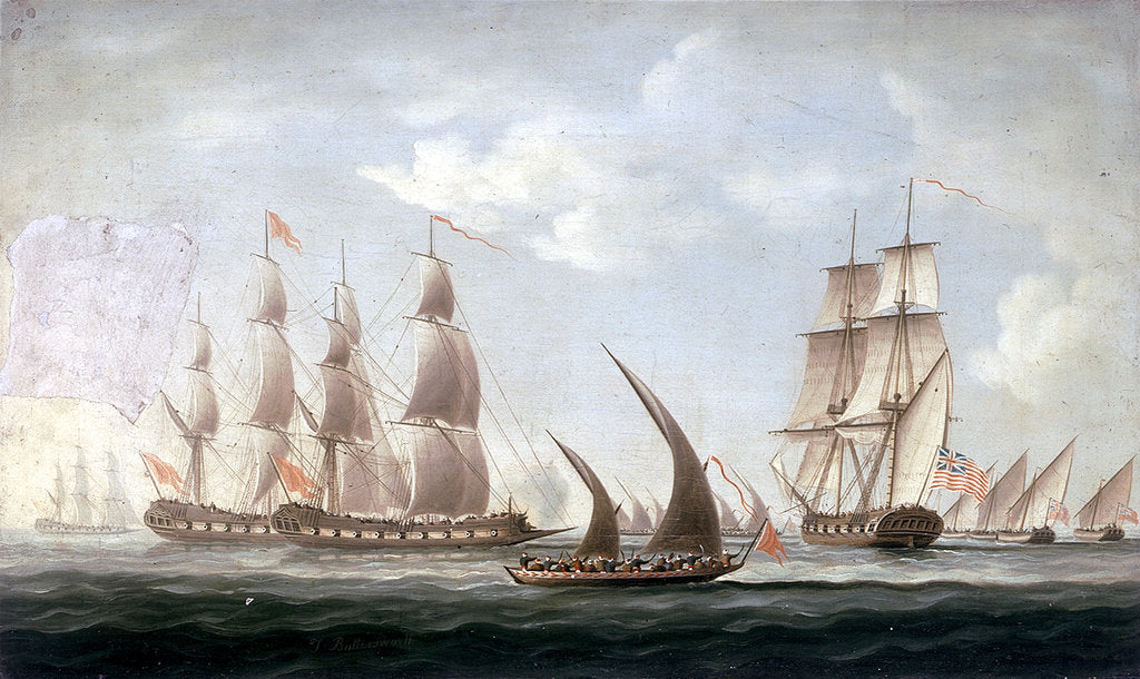 Detail of Attack on HMS 'Aurora' by pirates, 1812: end of the action by unknown