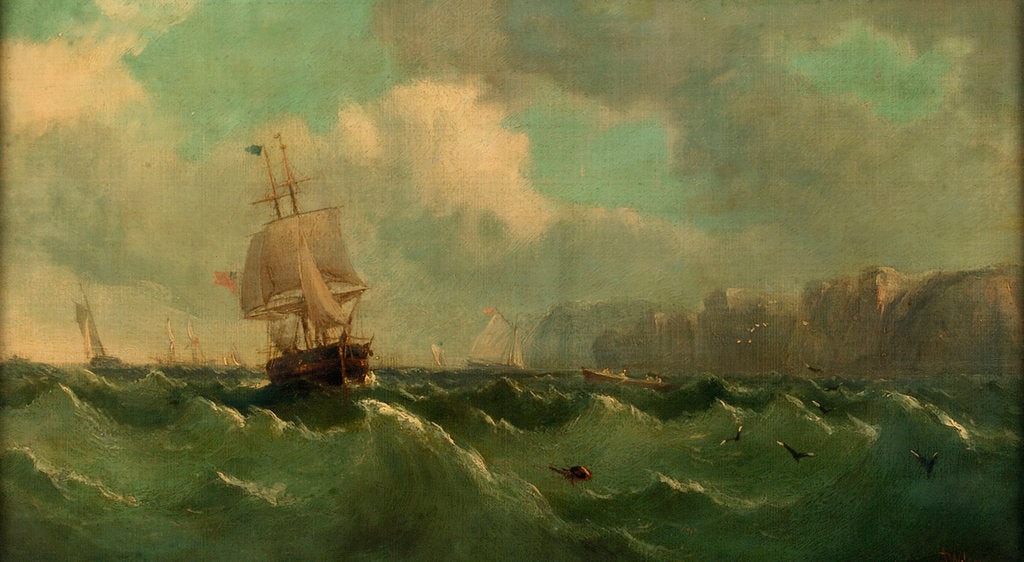 Detail of A ship off a high coast by John James Wilson
